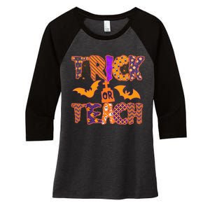 Cute Trick Or Treat Halloween Patterns Women's Tri-Blend 3/4-Sleeve Raglan Shirt