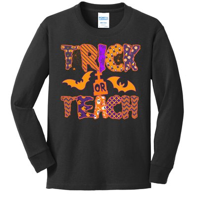 Cute Trick Or Treat Halloween Patterns Kids Long Sleeve Shirt