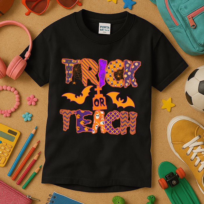 Cute Trick Or Treat Halloween Patterns Kids T-Shirt