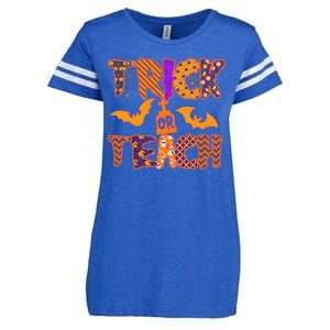 Cute Trick Or Treat Halloween Patterns Enza Ladies Jersey Football T-Shirt