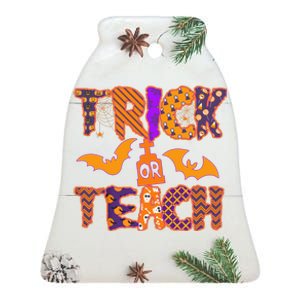 Cute Trick Or Treat Halloween Patterns Ceramic Bell Ornament