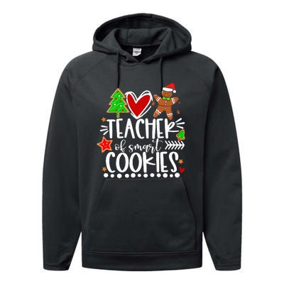 Christmas Teacher Of Smart Cookies Funny Cute Gingerbread  Performance Fleece Hoodie