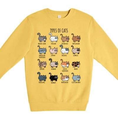 Cute Types Of Cat Lady Bir Bengal Nebelung Persian Gift Premium Crewneck Sweatshirt