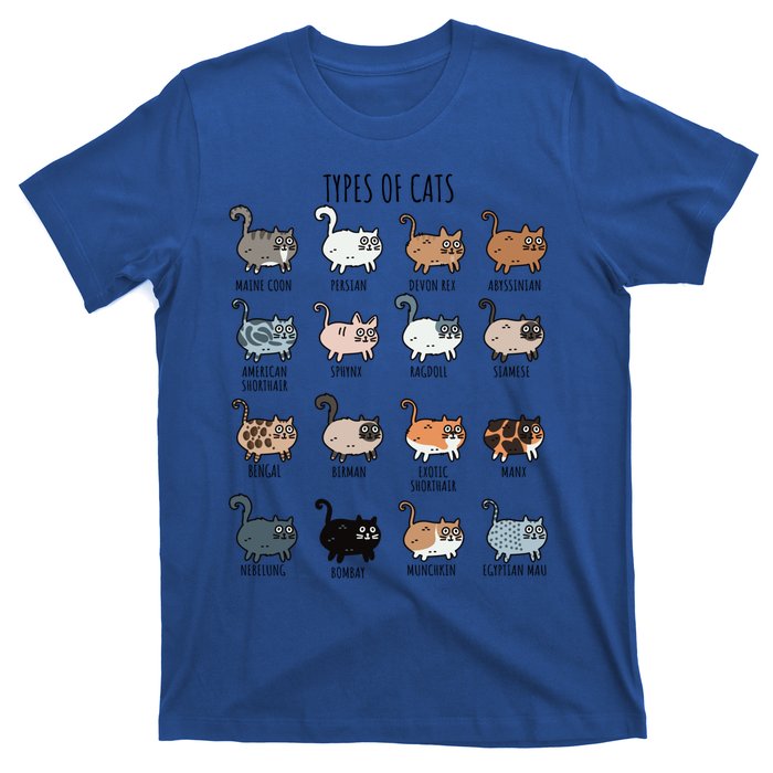 Cute Types Of Cat Lady Bir Bengal Nebelung Persian Gift T-Shirt