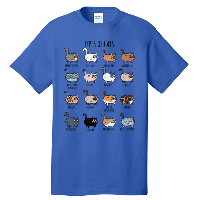 Cute Types Of Cat Lady Bir Bengal Nebelung Persian Gift Tall T-Shirt