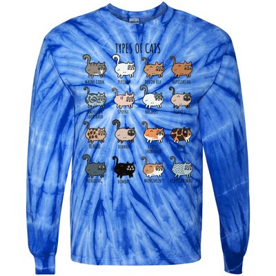 Cute Types Of Cat Lady Bir Bengal Nebelung Persian Gift Tie-Dye Long Sleeve Shirt