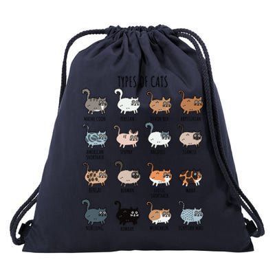 Cute Types Of Cat Lady Bir Bengal Nebelung Persian Gift Drawstring Bag