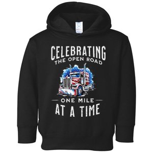 Celebrate The Open Road As A Trucker US Trucking US Flag Toddler Hoodie