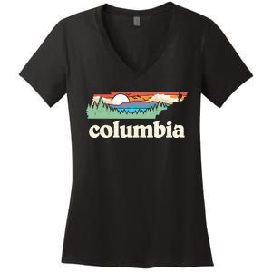 Columbia Tennessee Outdoors Retro Nature Women's V-Neck T-Shirt