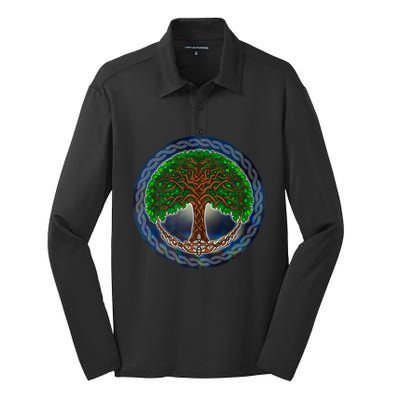 Celtic Tree Of Life Silk Touch Performance Long Sleeve Polo