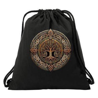 Celtic 'tree Of Life' Shield S Celtic Knot Designs Drawstring Bag