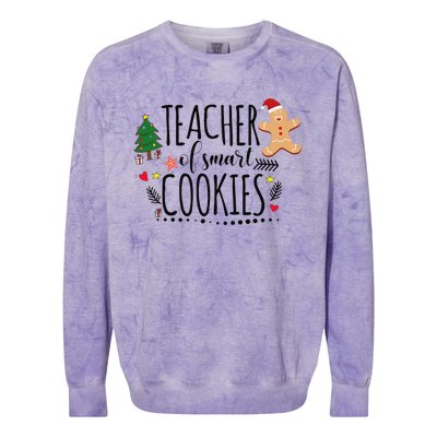 Christmas Teacher Of Smart Cookies Cute Gingerbread Funny Colorblast Crewneck Sweatshirt