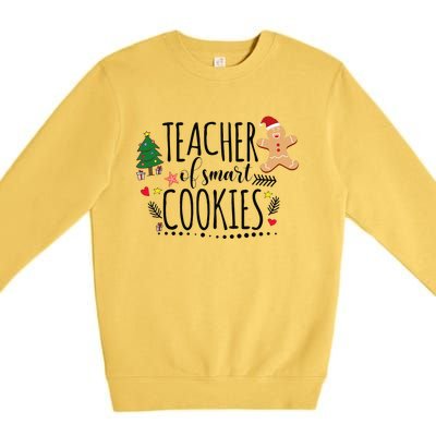 Christmas Teacher Of Smart Cookies Cute Gingerbread Funny Premium Crewneck Sweatshirt