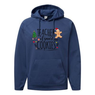 Christmas Teacher Of Smart Cookies Cute Gingerbread Funny Performance Fleece Hoodie