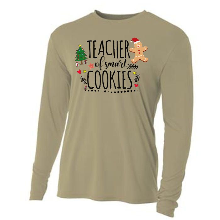 Christmas Teacher Of Smart Cookies Cute Gingerbread Funny Cooling Performance Long Sleeve Crew