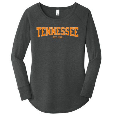 Classic Tn Orange Print Retro Varsity Tennessee Women's Perfect Tri Tunic Long Sleeve Shirt