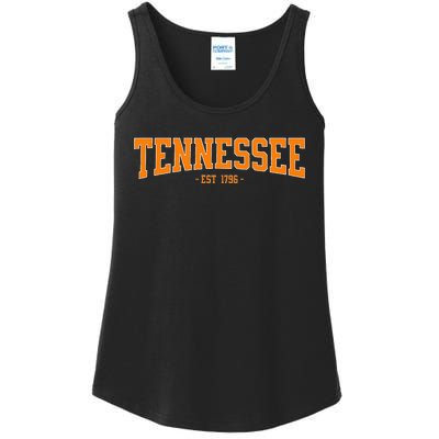 Classic Tn Orange Print Retro Varsity Tennessee Ladies Essential Tank