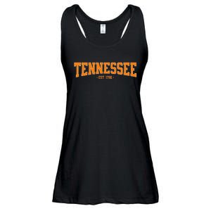 Classic Tn Orange Print Retro Varsity Tennessee Ladies Essential Flowy Tank