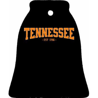 Classic Tn Orange Print Retro Varsity Tennessee Ceramic Bell Ornament