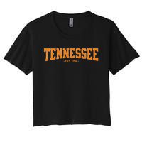 Classic Tn Orange Print Retro Varsity Tennessee Women's Crop Top Tee