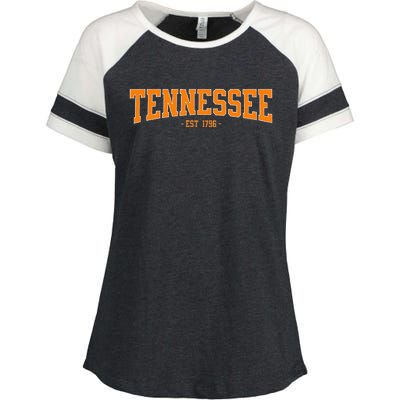 Classic Tn Orange Print Retro Varsity Tennessee Enza Ladies Jersey Colorblock Tee