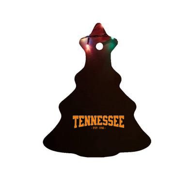 Classic Tn Orange Print Retro Varsity Tennessee Ceramic Tree Ornament