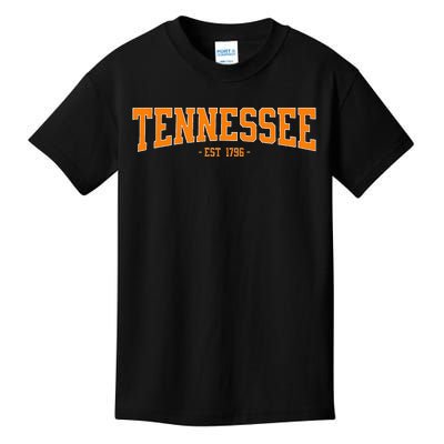 Classic Tn Orange Print Retro Varsity Vintage Tennessee Kids T-Shirt