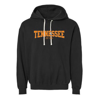 Classic Tn Orange Print Retro Varsity Vintage Tennessee Garment-Dyed Fleece Hoodie