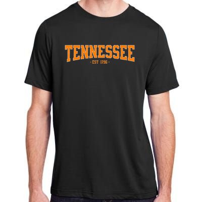 Classic Tn Orange Print Retro Varsity Vintage Tennessee Adult ChromaSoft Performance T-Shirt