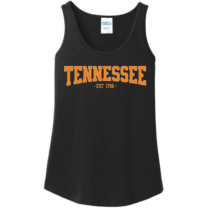 Classic Tn Orange Print Retro Varsity Vintage Tennessee Ladies Essential Tank