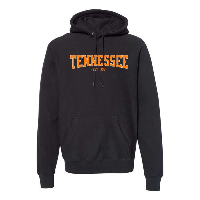 Classic Tn Orange Print Retro Varsity Vintage Tennessee Premium Hoodie