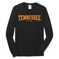 Classic Tn Orange Print Retro Varsity Vintage Tennessee Tall Long Sleeve T-Shirt