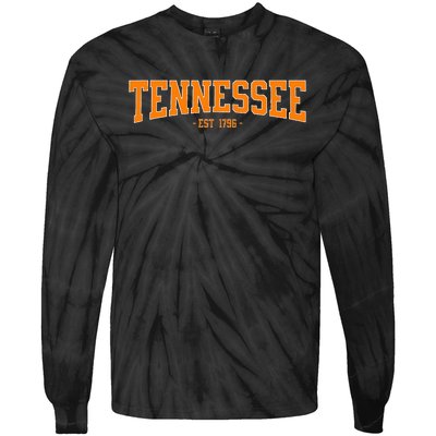 Classic Tn Orange Print Retro Varsity Vintage Tennessee Tie-Dye Long Sleeve Shirt