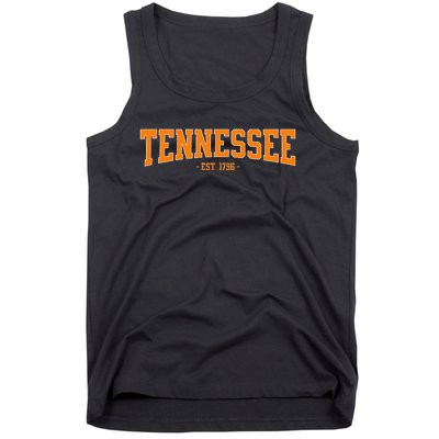 Classic Tn Orange Print Retro Varsity Vintage Tennessee Tank Top