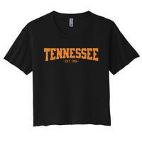 Classic Tn Orange Print Retro Varsity Vintage Tennessee Women's Crop Top Tee