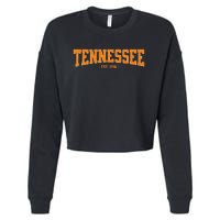 Classic Tn Orange Print Retro Varsity Vintage Tennessee Cropped Pullover Crew