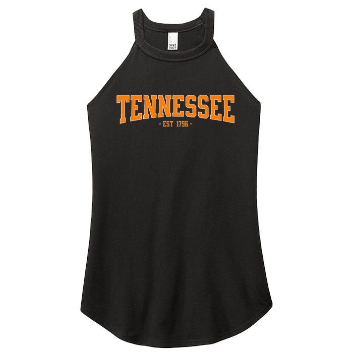 Classic Tn Orange Print Retro Varsity Vintage Tennessee Women's Perfect Tri Rocker Tank