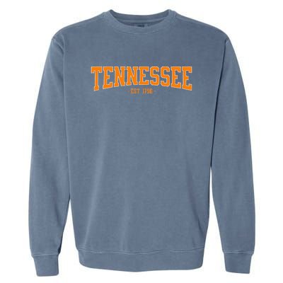 Classic Tn Orange Print Retro Varsity Vintage Tennessee Garment-Dyed Sweatshirt