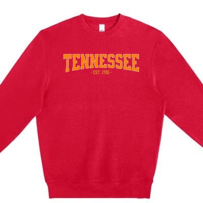 Classic Tn Orange Print Retro Varsity Vintage Tennessee Premium Crewneck Sweatshirt