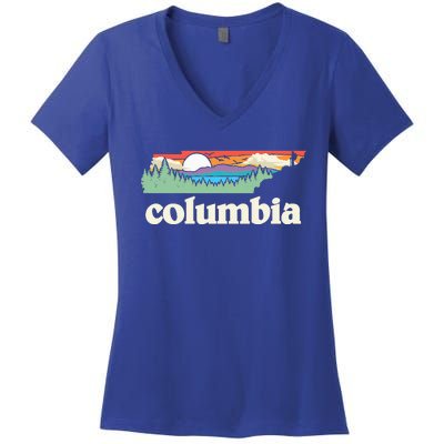 Columbia Tennessee Outdoors Retro Nature Women's V-Neck T-Shirt