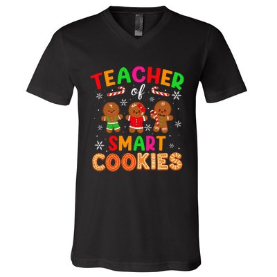 Christmas Teacher Of The Smart Cookies Cute Teaching  V-Neck T-Shirt