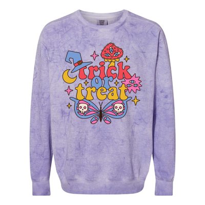 Cute Trick Or Treat Moon Night Butterfly Halloween Colorblast Crewneck Sweatshirt