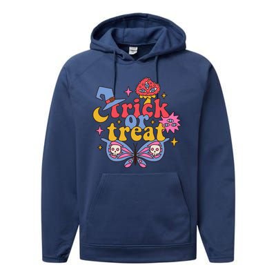 Cute Trick Or Treat Moon Night Butterfly Halloween Performance Fleece Hoodie