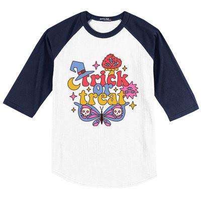 Cute Trick Or Treat Moon Night Butterfly Halloween Baseball Sleeve Shirt