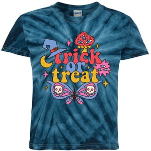 Cute Trick Or Treat Moon Night Butterfly Halloween Kids Tie-Dye T-Shirt