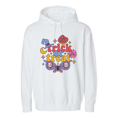 Cute Trick Or Treat Moon Night Butterfly Halloween Garment-Dyed Fleece Hoodie