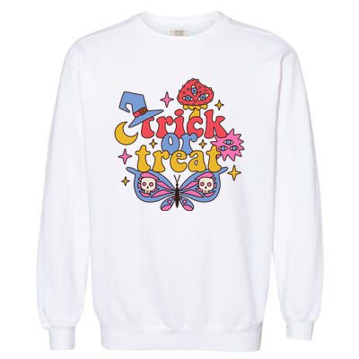 Cute Trick Or Treat Moon Night Butterfly Halloween Garment-Dyed Sweatshirt