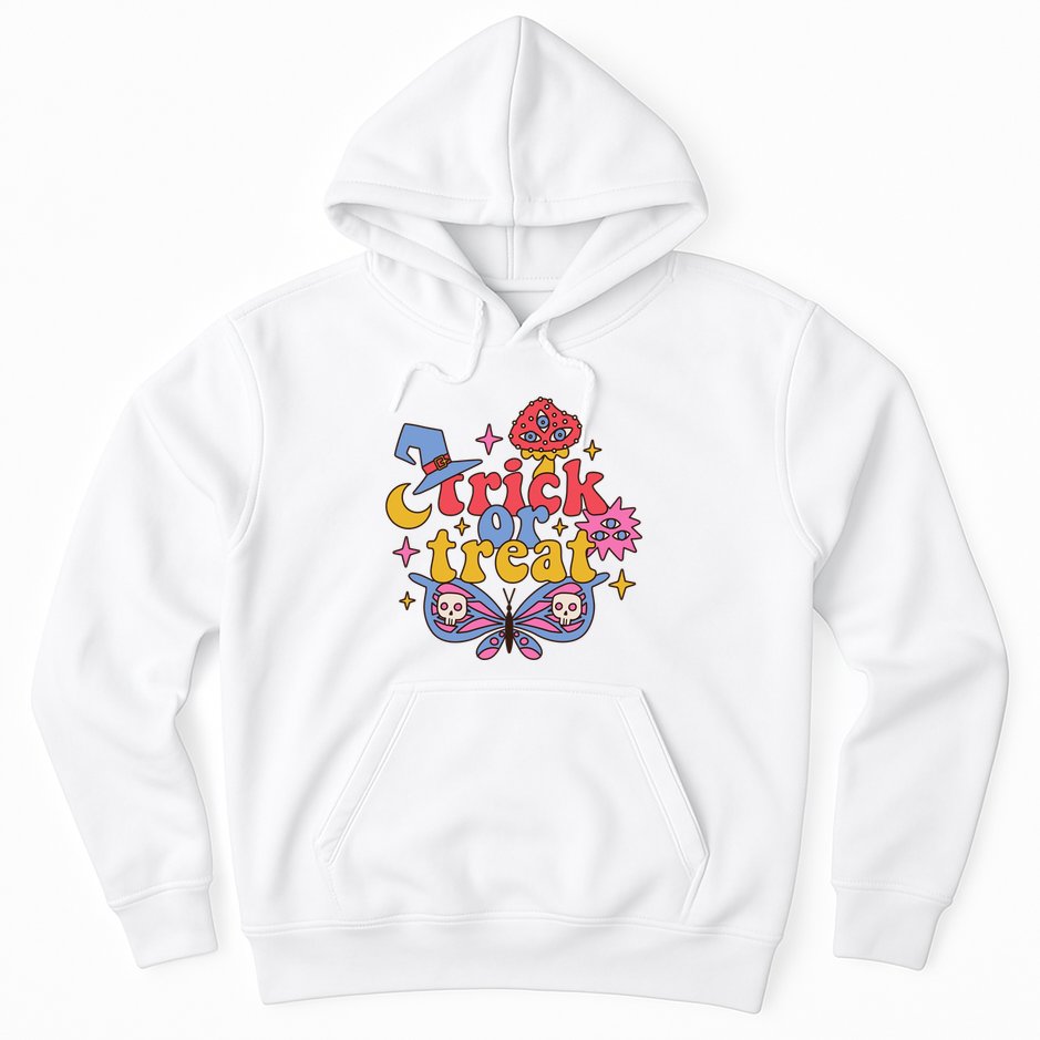 Cute Trick Or Treat Moon Night Butterfly Halloween Hoodie