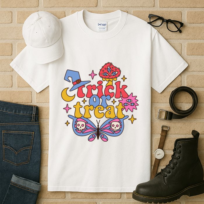 Cute Trick Or Treat Moon Night Butterfly Halloween Tall T-Shirt