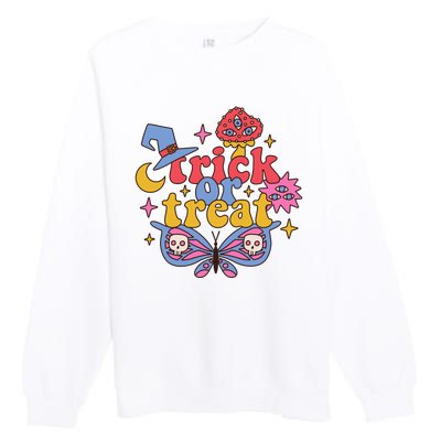 Cute Trick Or Treat Moon Night Butterfly Halloween Premium Crewneck Sweatshirt